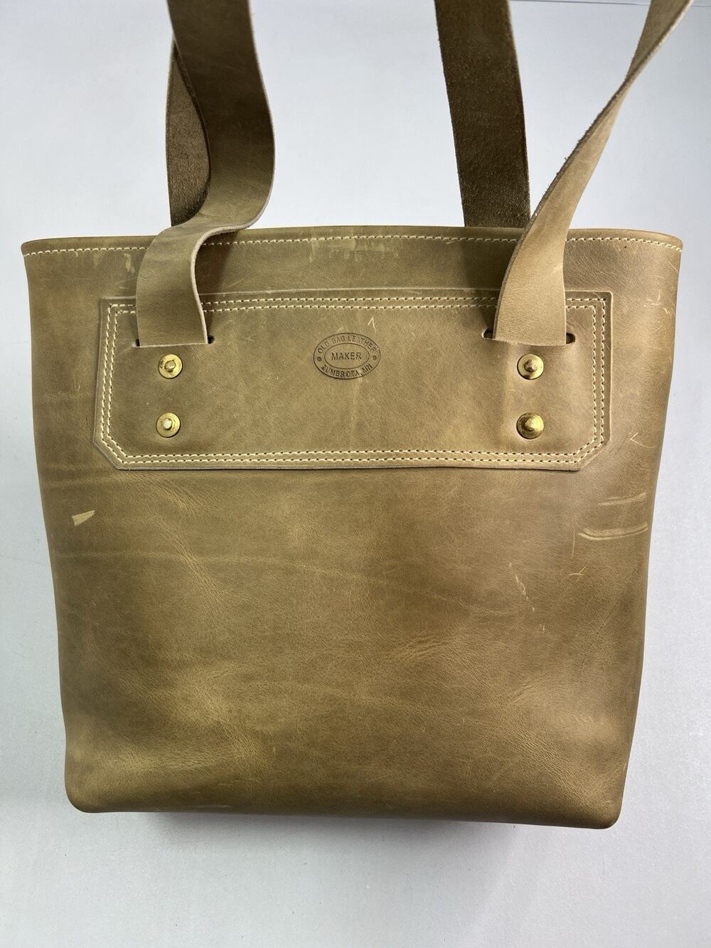 Handmade Tan Leather Tote Bag Rustic Shopper Shoulder Bag Old Bag Leather